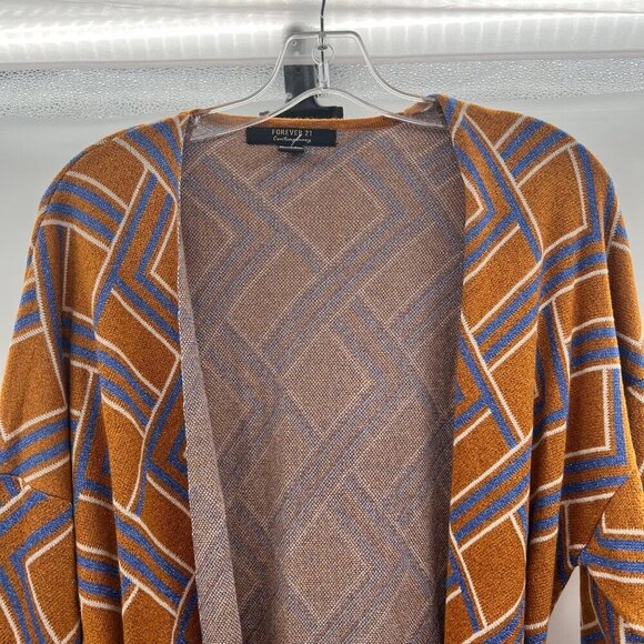 Forever 21 Women's Long Sleeve Open Front Cardigan Gold Shimmer/Multi Large - Picture 2 of 9